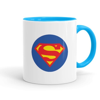 Superman, Κούπα χρωματιστή γαλάζια, κεραμική, 330ml