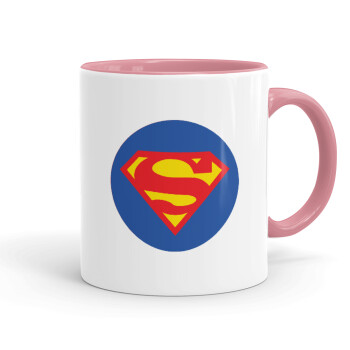 Superman, Κούπα χρωματιστή ροζ, κεραμική, 330ml