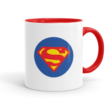 Superman, Κούπα χρωματιστή κόκκινη, κεραμική, 330ml