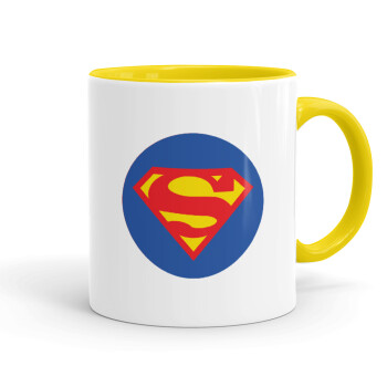 Superman, Κούπα χρωματιστή κίτρινη, κεραμική, 330ml