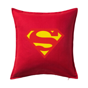Superman, Μαξιλάρι καναπέ Κόκκινο 100% βαμβάκι, περιέχεται το γέμισμα (50x50cm)