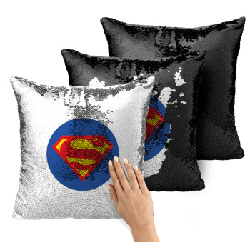 Superman, Μαξιλάρι καναπέ Μαγικό Μαύρο με πούλιες 40x40cm περιέχεται το γέμισμα