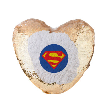 Superman, Μαξιλάρι καναπέ καρδιά Μαγικό Χρυσό με πούλιες 40x40cm περιέχεται το  γέμισμα