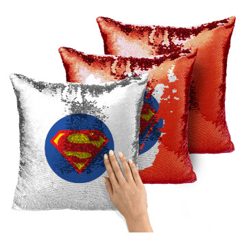 Superman, Μαξιλάρι καναπέ Μαγικό Κόκκινο με πούλιες 40x40cm περιέχεται το γέμισμα