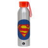 Aluminum Sports Bottle 650ml – Silver with Red Cap and Silicone Strap