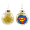 Transparent Christmas tree ball ornament with gold filling 8cm
