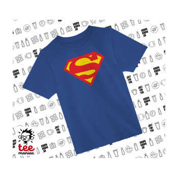 Superman, Παιδικό T-Shirt ΜΠΛΕ από 100% βαμβάκι, για κάθε μέρα. Vegan & OEKO-TEX πιστοποιημένο.