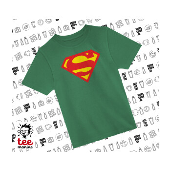 Superman, Άνετο παιδικό T-Shirt ΠΡΑΣΙΝΟ από 100% βαμβάκι, για κάθε μέρα. Vegan & OEKO-TEX πιστοποιημένο.