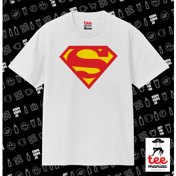 Superman, Κλασικό T-Shirt, διπλής ραφής, χωρίς πλευρικές ραφές ΛΕΥΚΟ από 100% βαμβάκι. Vegan & OEKO-TEX πιστοποιημένο.