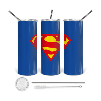 Superman, Tumbler stainless steel 600ml, with metal straw & cleaning brush