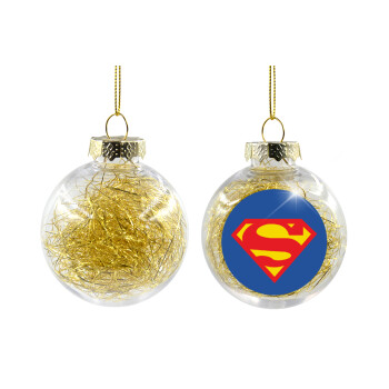 Superman, Χριστουγεννιάτικη μπάλα δένδρου διάφανη με χρυσό γέμισμα 8cm