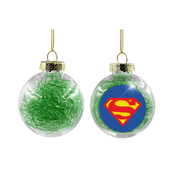 Superman, Χριστουγεννιάτικη μπάλα δένδρου διάφανη με πράσινο γέμισμα 8cm