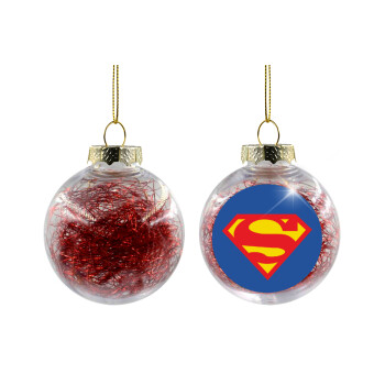 Superman, Χριστουγεννιάτικη μπάλα δένδρου διάφανη με κόκκινο γέμισμα 8cm