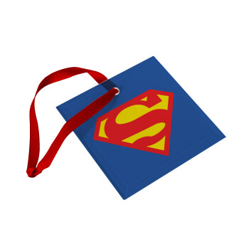 Superman, Χριστουγεννιάτικο στολίδι γυάλινο τετράγωνο 9x9cm