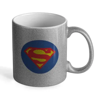 Superman, Κούπα Ασημένια Glitter που γυαλίζει, κεραμική, 330ml