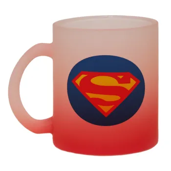 Superman, Κούπα γυάλινη δίχρωμη με βάση το κόκκινο ματ, 330ml