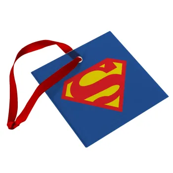 Superman, Christmas ornament, glass square ornament 9x9cm