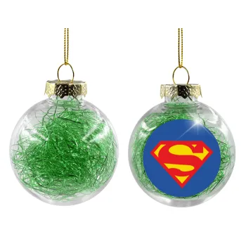 Superman, Transparent Christmas tree ball ornament with green filling 8cm