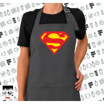 Superman, Ποδιά μακριά Σεφ ολόσωμη με τσέπες GREY (ΕΝΗΛΙΚΩΝ)