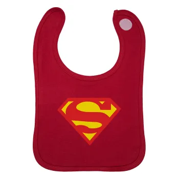 Superman, Σαλιάρα με Σκρατς Κόκκινη 100% Organic Cotton (0-18 months)