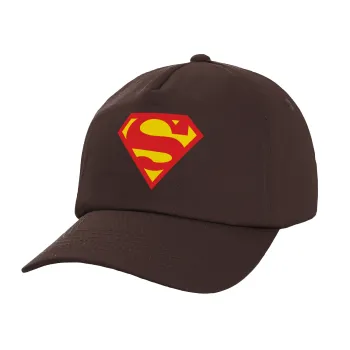 Superman, Καπέλο Ενηλίκων Baseball, 100% Βαμβακερό, Chocolate, Καφέ (ΒΑΜΒΑΚΕΡΟ, ΕΝΗΛΙΚΩΝ, UNISEX, ONE SIZE)