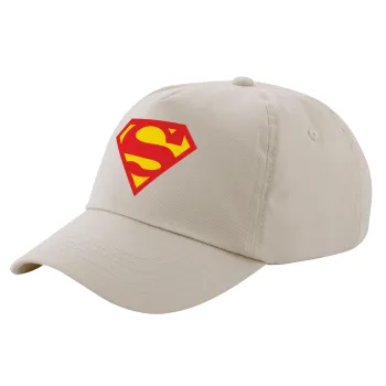 Superman, Μπεζ (SAND) Πεντάφυλλο Καπέλο Ενηλίκων Βαμβακερό (UNISEX, ONE SIZE)