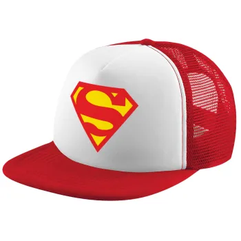 Superman, Καπέλο Ενηλίκων Soft Trucker με Δίχτυ Red/White (POLYESTER, ΕΝΗΛΙΚΩΝ, UNISEX, ONE SIZE)