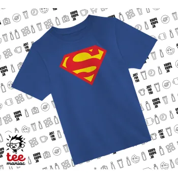 Superman, Παιδικό T-Shirt ΜΠΛΕ από 100% βαμβάκι, για κάθε μέρα. Vegan & OEKO-TEX πιστοποιημένο.
