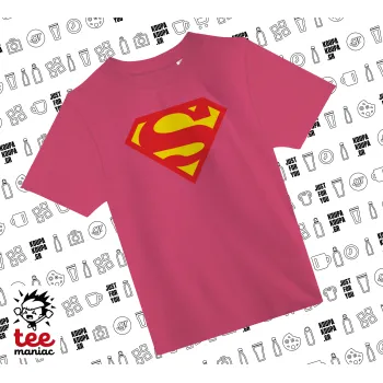 Superman, ΡΟΖ παιδικό T-Shirt από 100% βαμβάκι, για κάθε μέρα. Vegan & OEKO-TEX πιστοποιημένο.