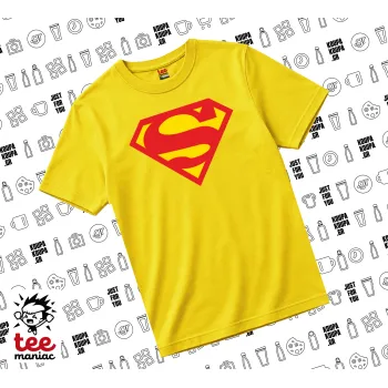 Superman, yellow childrens T-Shirt made of 100% cotton, for every day. Vegan & OEKO-TEX certified.