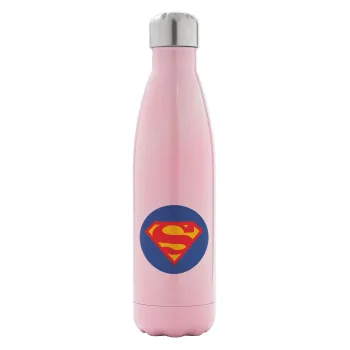 Superman, Metal mug thermos Pink Iridiscent (Stainless steel), double wall, 500ml
