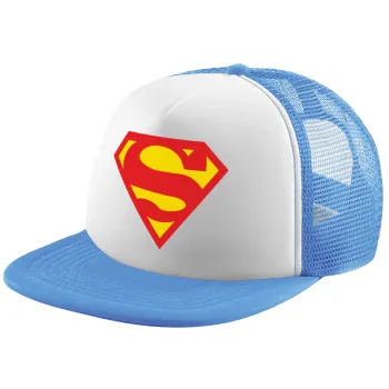 Superman, Child's Soft Trucker Hat with Blue/White Mesh (POLYESTER, CHILD, ONE SIZE)