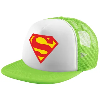 Superman, Καπέλο παιδικό Soft Trucker με Δίχτυ ΠΡΑΣΙΝΟ/ΛΕΥΚΟ (POLYESTER, ΠΑΙΔΙΚΟ, ONE SIZE)