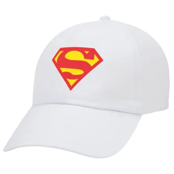 Superman, Καπέλο Ενηλίκων Baseball Λευκό 5-φύλλο (POLYESTER, ΕΝΗΛΙΚΩΝ, UNISEX, ONE SIZE)