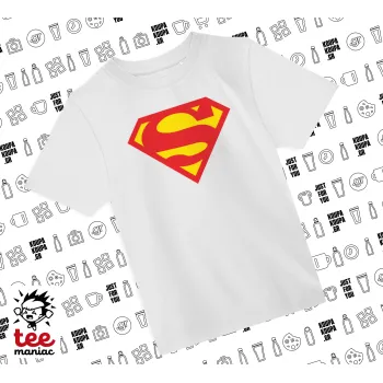 Superman, Άνετο παιδικό T-Shirt ΛΕΥΚΟ από 100% βαμβάκι, για κάθε μέρα. Vegan & OEKO-TEX πιστοποιημένο.