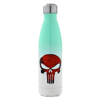 Red skull, Metal mug thermos Green/White (Stainless steel), double wall, 500ml