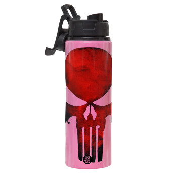 Red skull, Metallic water bottle with safety lid, 850ml aluminum