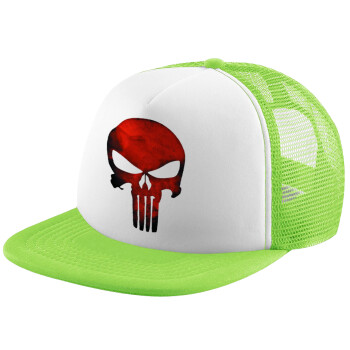 Red skull, Καπέλο Soft Trucker με Δίχτυ Πράσινο/Λευκό
