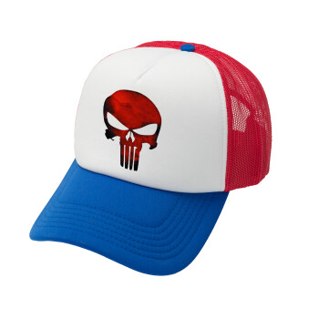 Red skull, Καπέλο Soft Trucker με Δίχτυ Red/Blue/White 