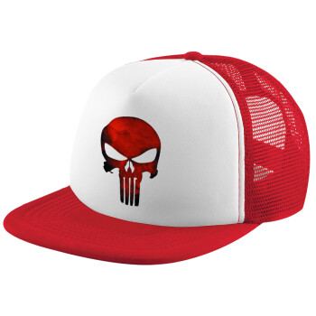 Red skull, Καπέλο Soft Trucker με Δίχτυ Red/White 