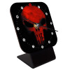 Red skull, Επιτραπέζιο ρολόι ξύλινο με δείκτες (10cm)