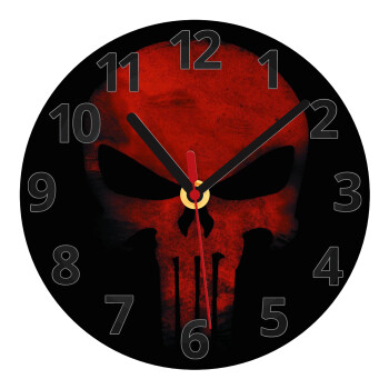 Red skull, Ρολόι τοίχου γυάλινο (20cm)