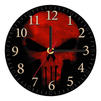 Red skull, Ρολόι τοίχου ξύλινο plywood (20cm)
