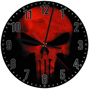 Red skull, Ρολόι τοίχου ξύλινο (30cm)