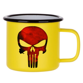 Red skull, Metallic enamel MATT Yellow cup 360ml