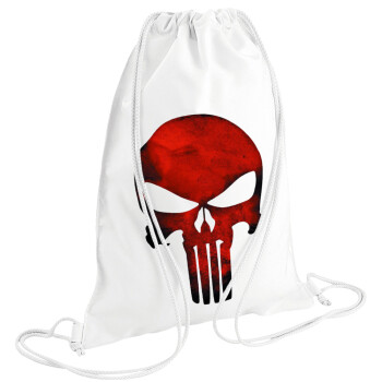 Red skull, Τσάντα πλάτης πουγκί GYMBAG λευκή (28x40cm)