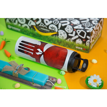 Red skull, Easter candle,Travel Tumbler 2 Lids, with metal straw & cleaning brush & aromatic flat candle (30cm) (BLUE)