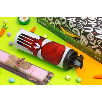 Red skull, Πασχαλινή Λαμπάδα με Travel Tumbler θερμό με διπλό καπάκι (600ml, BPA free) & κερί αρωματικό πλακέ (30cm) (ΡΟΖ)