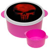 Red skull, ΡΟΖ παιδικό δοχείο φαγητού (lunchbox) πλαστικό (BPA-FREE) Lunch Βox M16 x Π16 x Υ8cm
