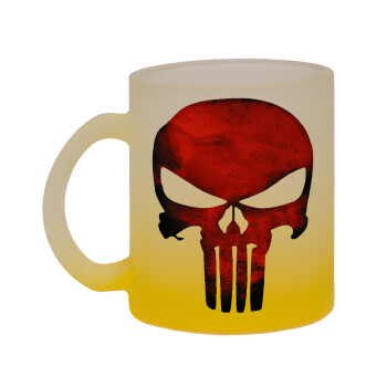 Red skull, Κούπα γυάλινη δίχρωμη με βάση το κίτρινο ματ, 330ml